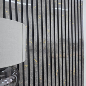 240cm x 60cm Acoustic Slatted Wall Panel Black & Gold Marble