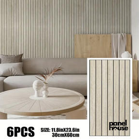 3D Wood Slat Wall Panels, Self-Adhesive, Removable, Waterproof Buy 1, Get 6 Premium Panels for Only £7! (30cm x 60cm)