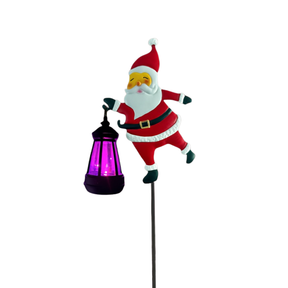 GlowFest Solar Festive Lantern Hero - Decorative Lights - Festive Santa Claus Figurine with Lanterns, Energy-Efficient Outdoor Holiday Decor for Garden