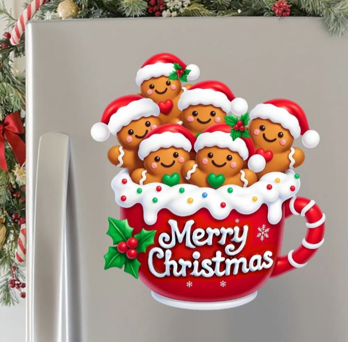 Merry Christmas Verlen - Personalized Gingerbread Family Decal