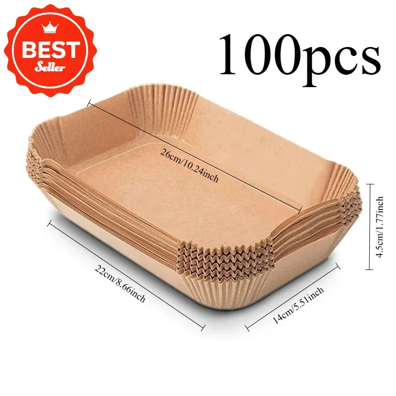 Air Fryer Disposable Liners 100pcs – Non-Stick Baking Paper