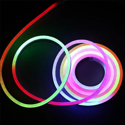 Neon LED Strip Lights 12-24V 84LEDs/M Silicone Neon Rope Light with Music Sync RGBIC Dreamcolor Chasing Strip Tape for Room