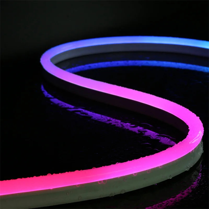 Neon LED Strip Lights 12-24V 84LEDs/M Silicone Neon Rope Light with Music Sync RGBIC Dreamcolor Chasing Strip Tape for Room