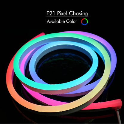 Neon LED Strip Lights 12-24V 84LEDs/M Silicone Neon Rope Light with Music Sync RGBIC Dreamcolor Chasing Strip Tape for Room