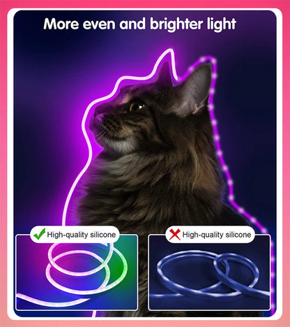 Neon LED Strip Lights 12-24V 84LEDs/M Silicone Neon Rope Light with Music Sync RGBIC Dreamcolor Chasing Strip Tape for Room