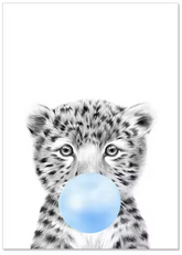 Premium Wall Art - Baby Animals with Blue Balloons (Multiple Sizes Available)