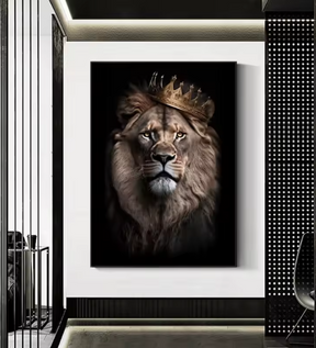 Premium Wall Art - King of the Jungle Crowned Lion (Multiple Sizes Available)