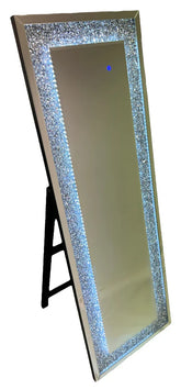 Lustre Glow: LED Crystal Standing Mirror