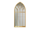 Cathedral Elegance: Arched Gold Window Mirror