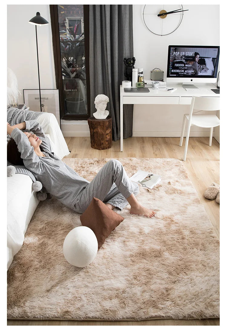 Gray Carpet for Living Room Plush Rug Bed Room Floor Fluffy Mats Anti-slip Home Decor Rugs Soft Velvet Carpets Kids Room Blanket