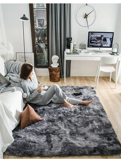 Gray Carpet for Living Room Plush Rug Bed Room Floor Fluffy Mats Anti-slip Home Decor Rugs Soft Velvet Carpets Kids Room Blanket