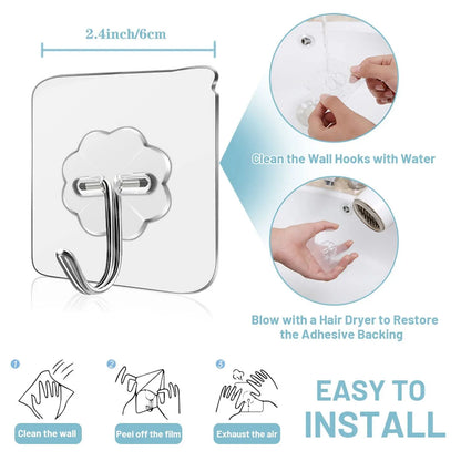 Wall Hooks, Sticky Hooks for Kitchen Bathroom Shower Door Outdoor Wall Hanging Door Self-adhesive