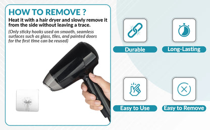 Wall Hooks, Sticky Hooks for Kitchen Bathroom Shower Door Outdoor Wall Hanging Door Self-adhesive