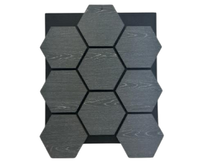 Pack Of x4 Wooden Acoustic Wall Hexagon Panels 700mm x 570mm Dark Grey