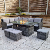 The Windsor Rattan Firepit Corner Sofa And Stools Garden Set