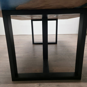 210cm x 145cm Blue Resin Live Edge East Indian Walnut Dining Table