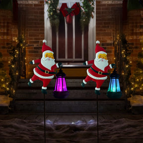 GlowFest Solar Festive Lantern Hero - Decorative Lights - Festive Santa Claus Figurine with Lanterns, Energy-Efficient Outdoor Holiday Decor for Garden