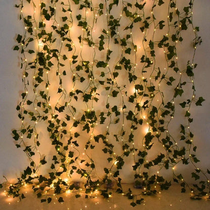 2/5/10M LED Ivy Vine String Lights – Silk Leaves Artificial Creeper Garland for Home, Wedding & Party Decor