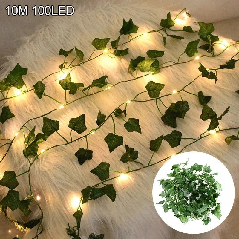 2/5/10M LED Ivy Vine String Lights – Silk Leaves Artificial Creeper Garland for Home, Wedding & Party Decor